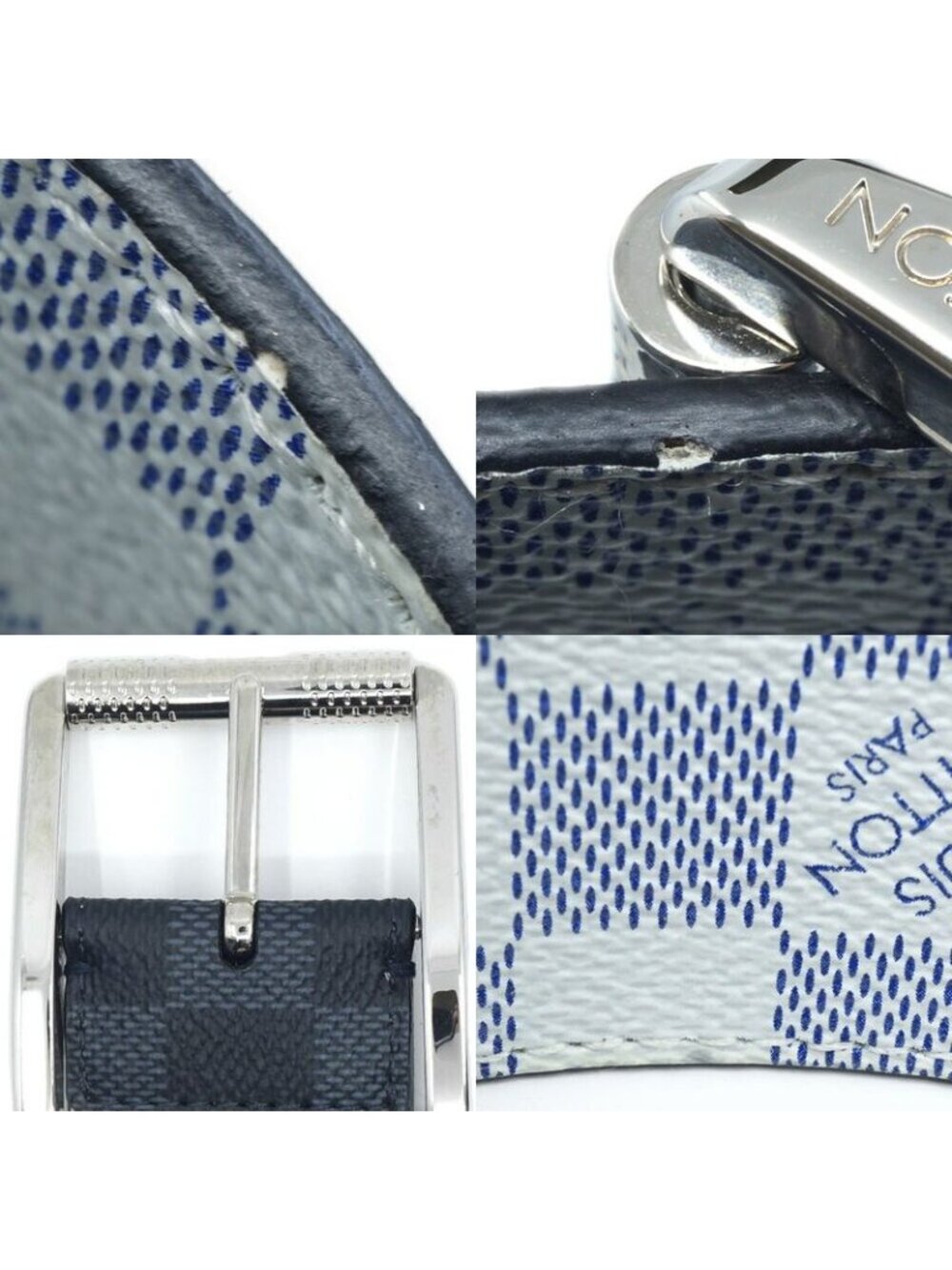 Louis Vuitton Ceinture Reverse Damier Belt All Over Pattern Leather Blue Black - Picture 9 of 10
